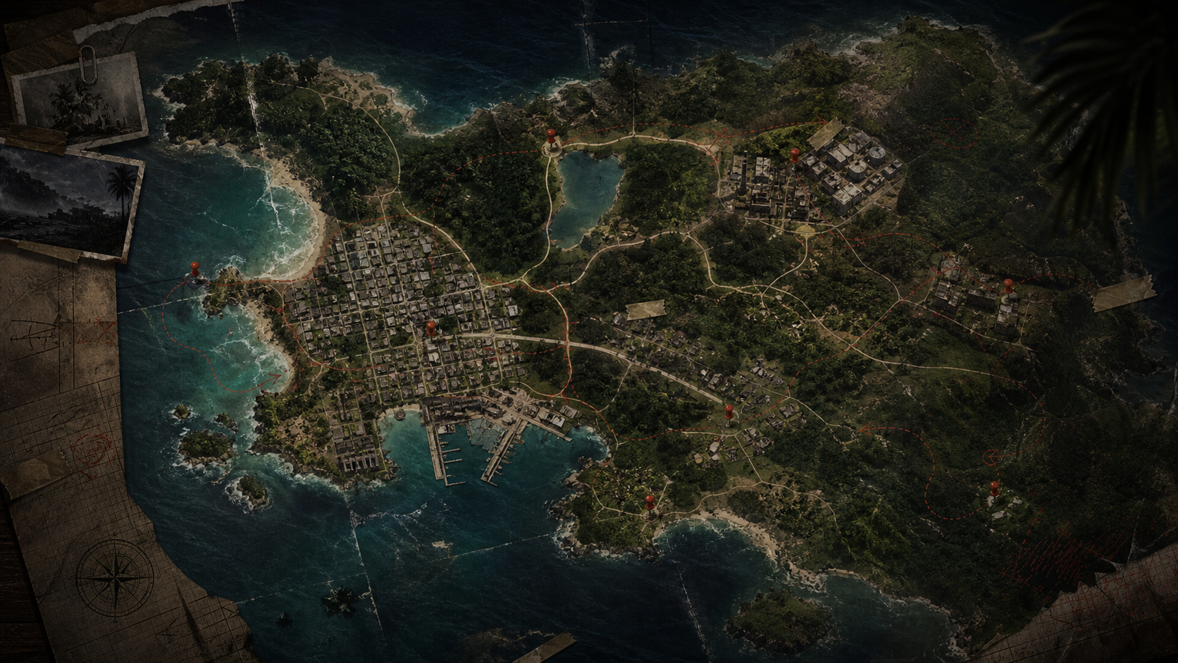 Carte sombre d'une ile de survie