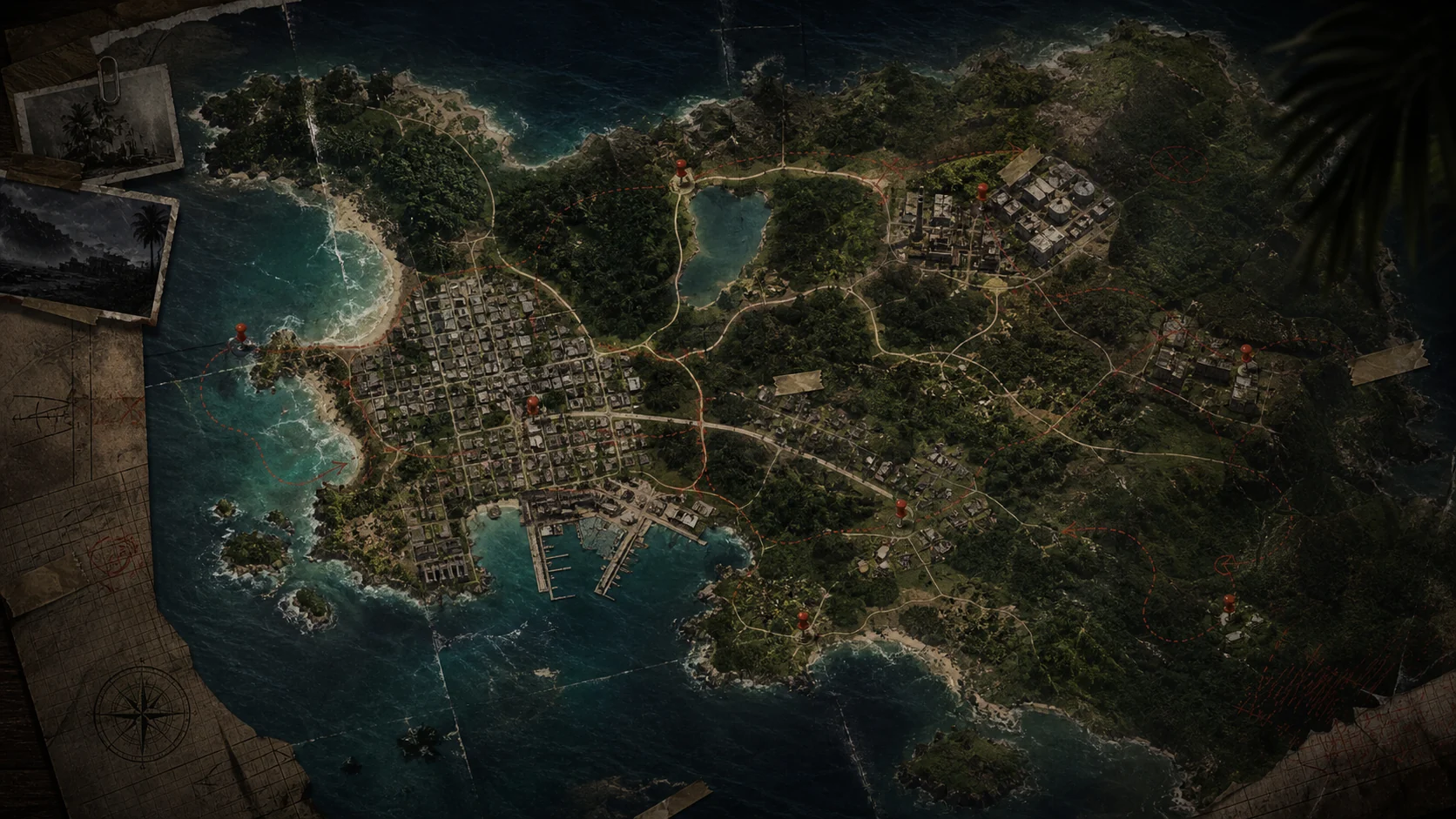 Carte sombre d'une ile de survie